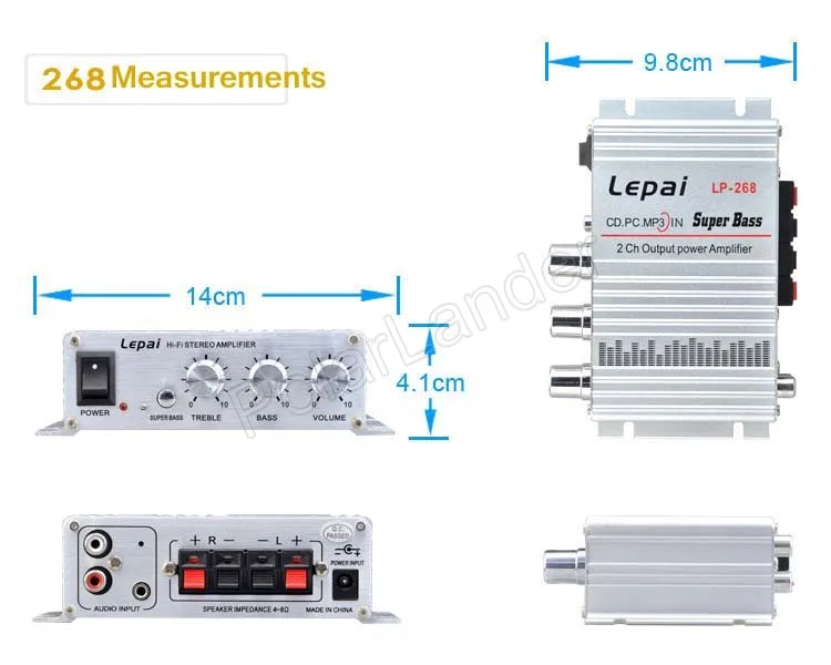 LEPY LP-268 Hi-Fi супер бас MP3 iPod CD плеер 12 В Автомобильные усилители стерео автомобильный усилитель серебро 20WX2 для компьютера DVD плеер