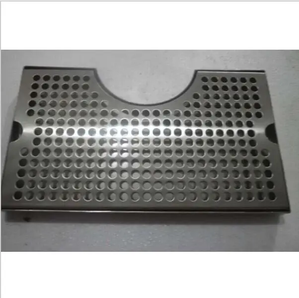 

3" Column Cut-Out Surface Mount Drip Tray No Drain, 12"L x 7"W x 3/4"H, SS304, Beer Drip Tray, Kegging Equipment