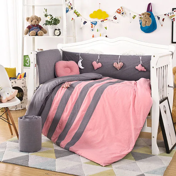 Модные хлопковые постельные принадлежности для малышей, многокомпонентный детский бампер - Цвет: 1(55cmx100cm)