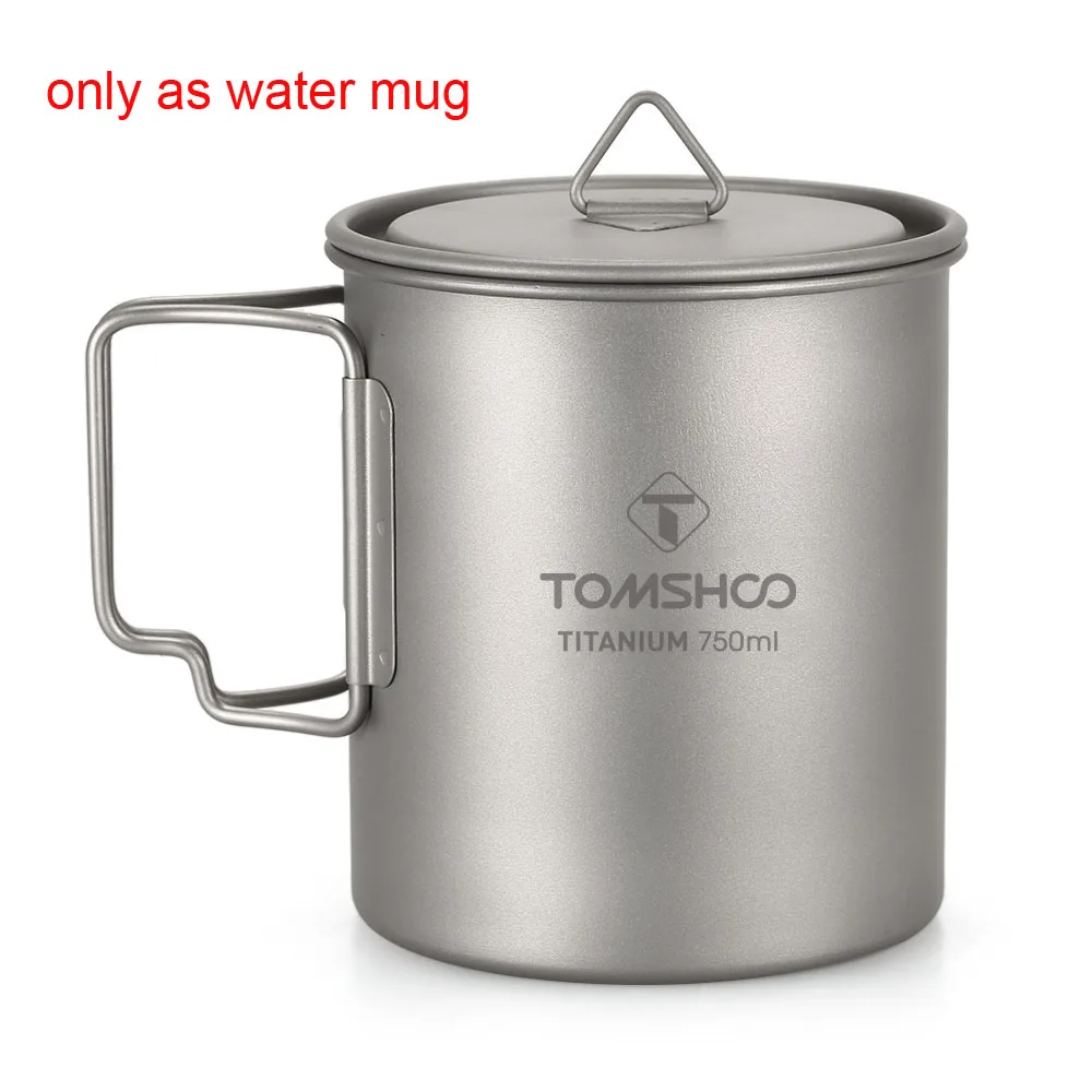 TOMSHOO, титановый горшок, 750 мл, титановая кружка, чашка для воды с крышкой, для улицы, кемпинга, чашка, кружка со складной ручкой, миска, посуда для пикника - Цвет: as picture