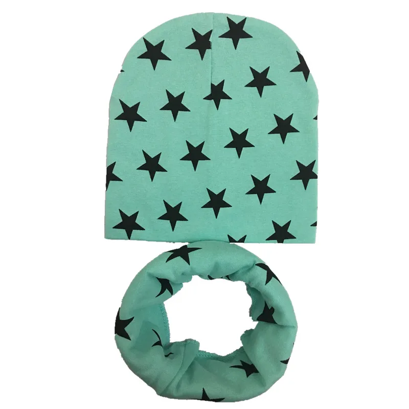 new cotton star hat+scarf sets for baby under 3 years kids cartoon collars caps suits children boys girls beanies accessories