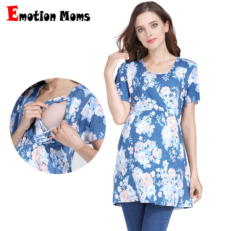 

Floral Maternity Nursing Top Women Modal Long Breastfeeding T-Shirt Loose Lady Pregnant Shirt pregnancy clothes free shipping