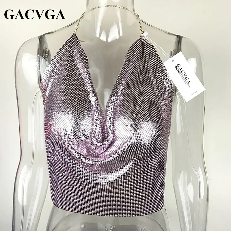 Женский короткий топ с блестками GACVGA летний Укороченный бюстгальтер на