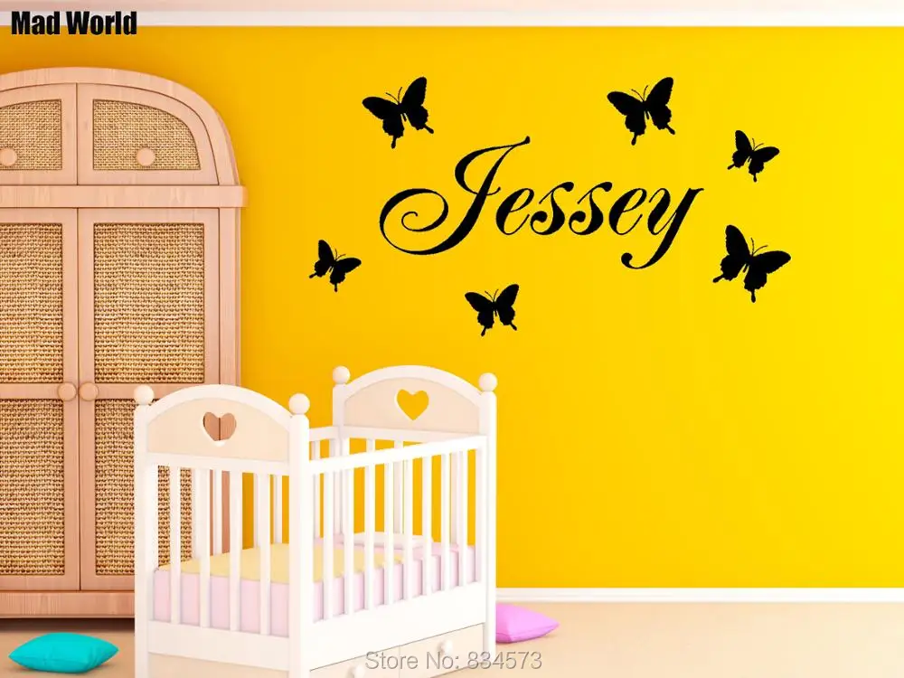 Jessey Personalised Name Butterfly Boy Girl Nursery Bedroom 56 104w  47 87w 3