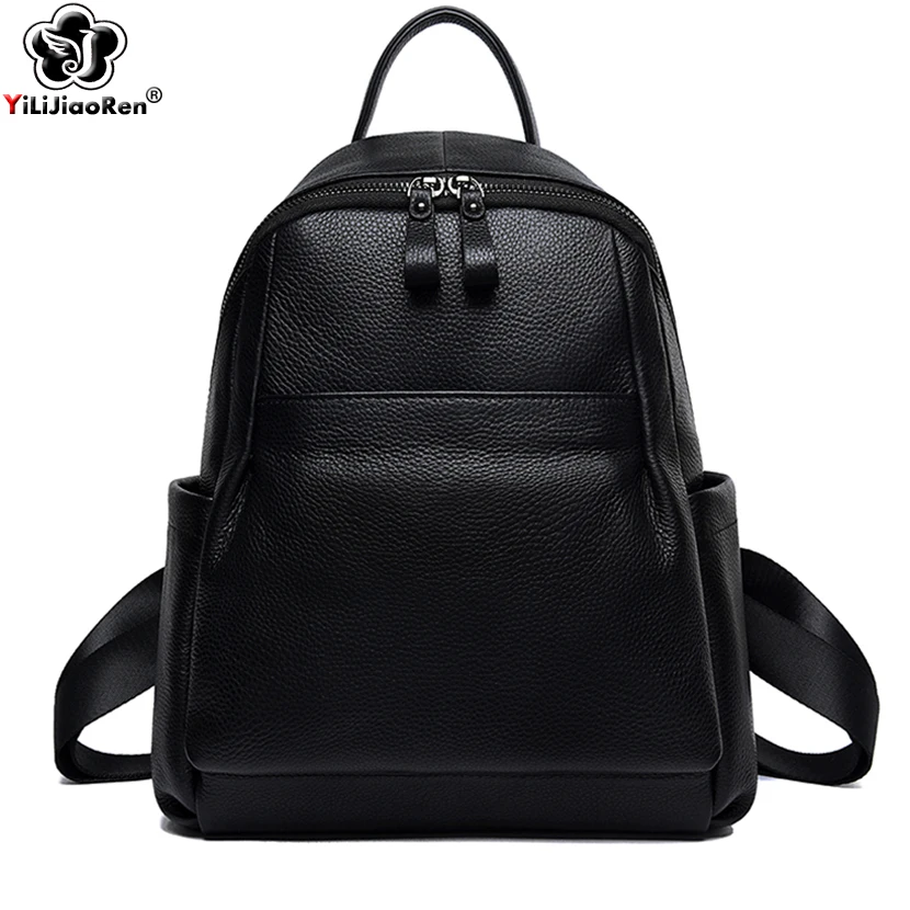 

Casual Genuine Leather Backpack Female 2019 Simple Back Pack High Quality Cow Leather Backpack Women Large Capacity School Bags