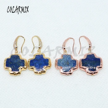 

Wholesale Blue stone cross shape stone earrings Blue stone earrings fashion jewelry earrings gift for lady 4965