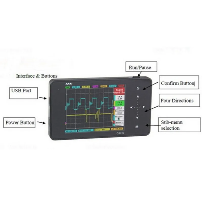 Мини CDEK DS202 цифровой мультиметр осциллограф USB Ручной портативный карманный 1 МГц аналоговый полосы пропускания Osciloscopio логический анализатор