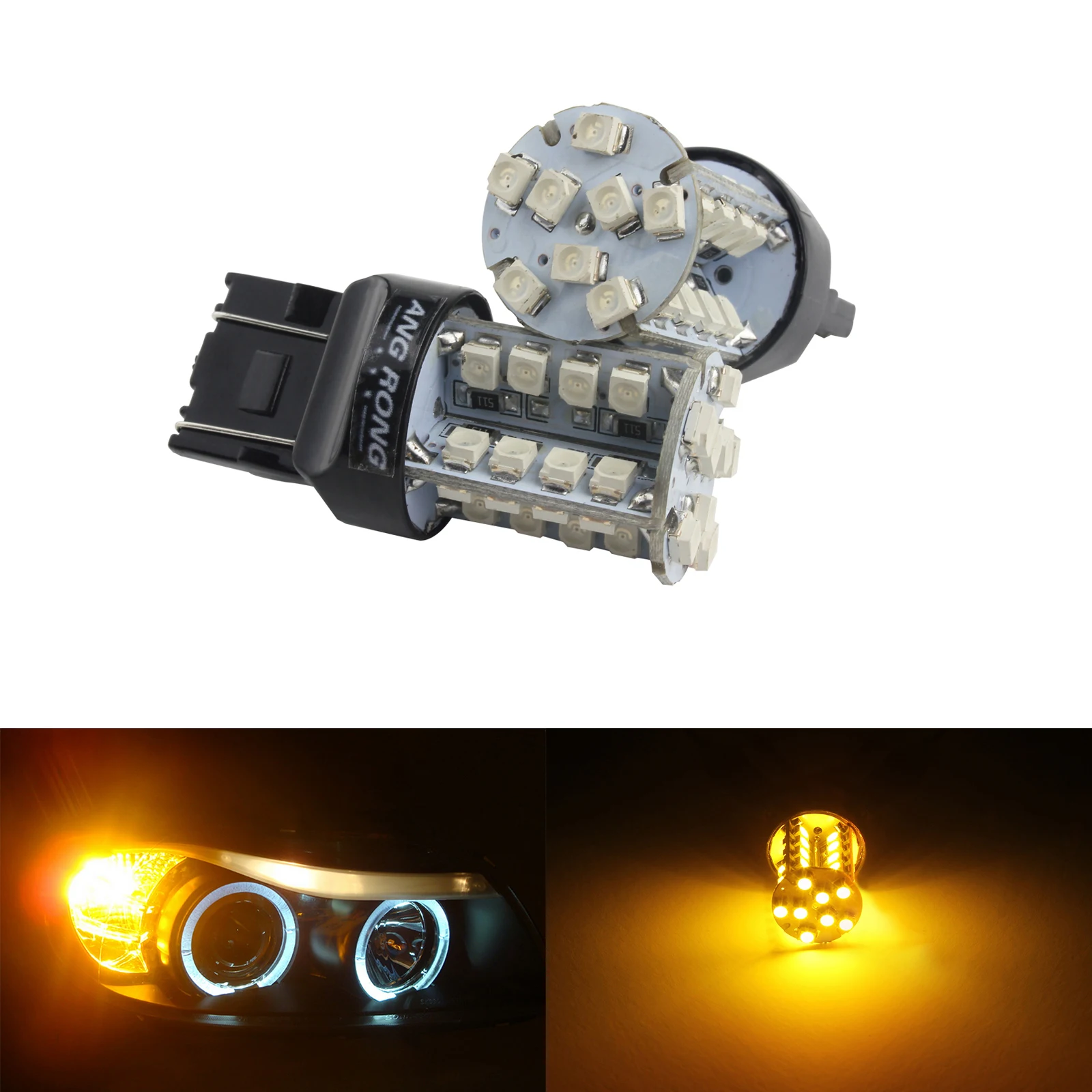 ANGRONG 2 X LED 7443 582 580 W21/5 Вт лампа Sidelight задний стоп сигнал DRL 12В Янтарный|Сигнальная