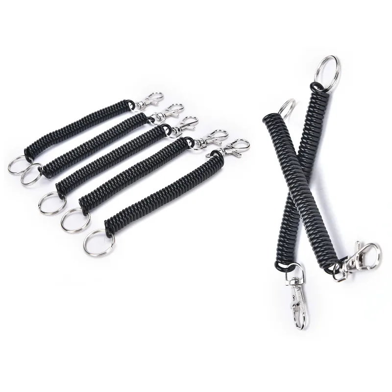 

2PCs Practical Retractable Plastic Elastic Rope Key Ring Security Gear Tools For Outdoor Camping Anti-lost Phone Spring Keychain