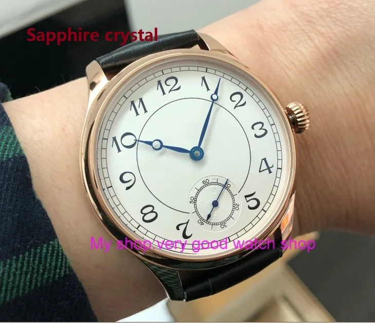 

Sapphire crystal 44mm PARNIS Asian 6498 17 jewels Mechanical Hand Wind movement men's watch White dial Rose gold case PA82-P8