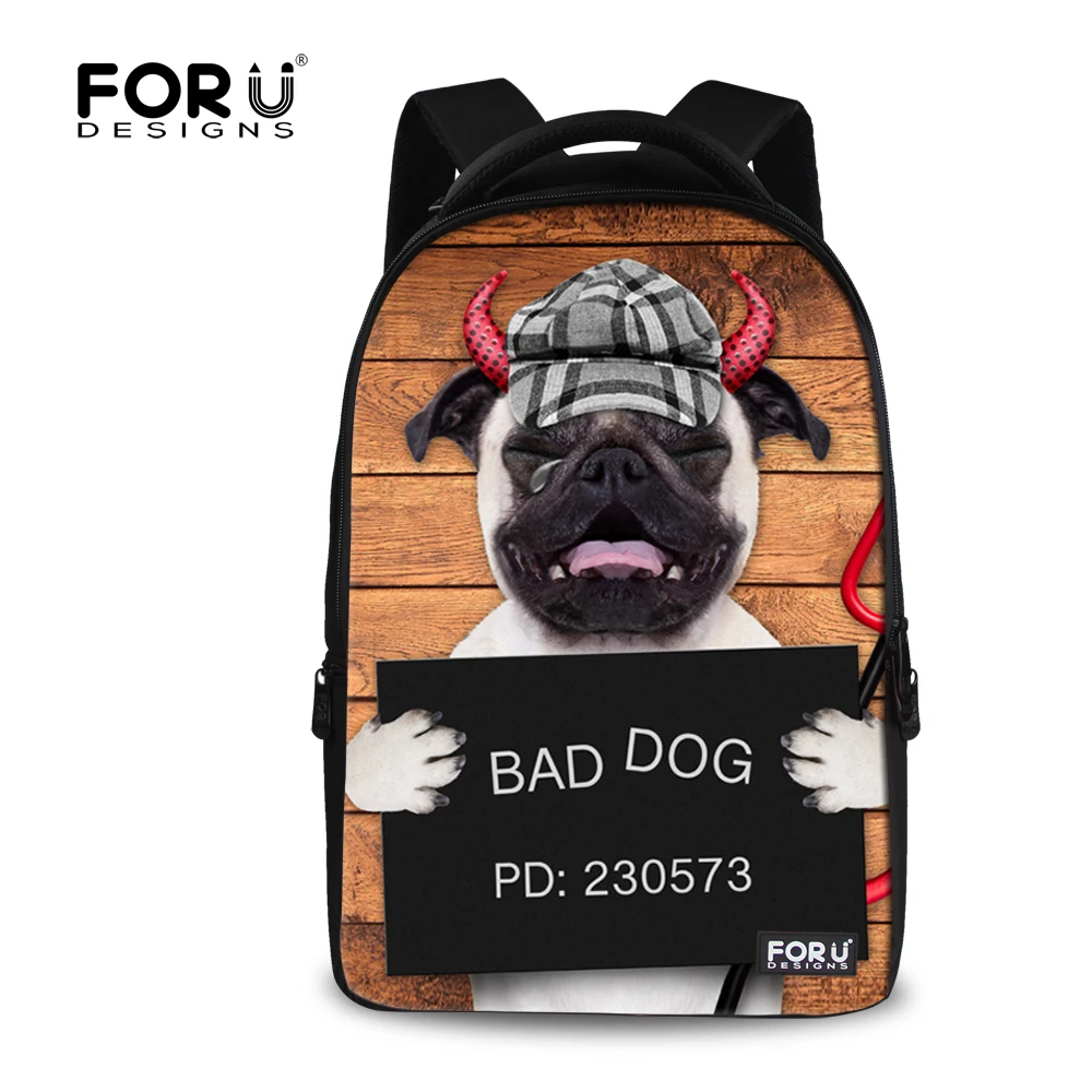 Funny French Bulldog Printing Men Backpack Large Animal Printing Laptop