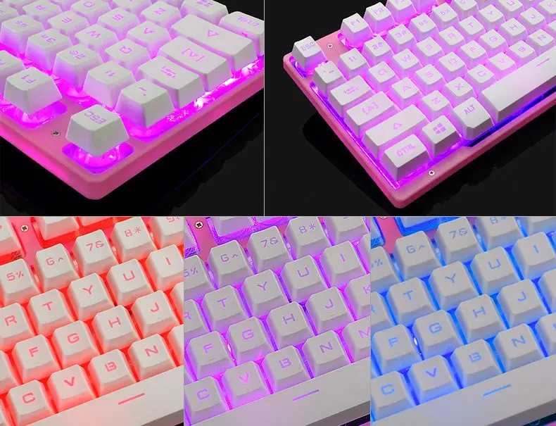 Игровая клавиатура с цветной подсветкой для ноутбука, компьютера, ПК, настольного компьютера, мультимедийная игровая клавиатура, 104 клавиш, USB Проводная
