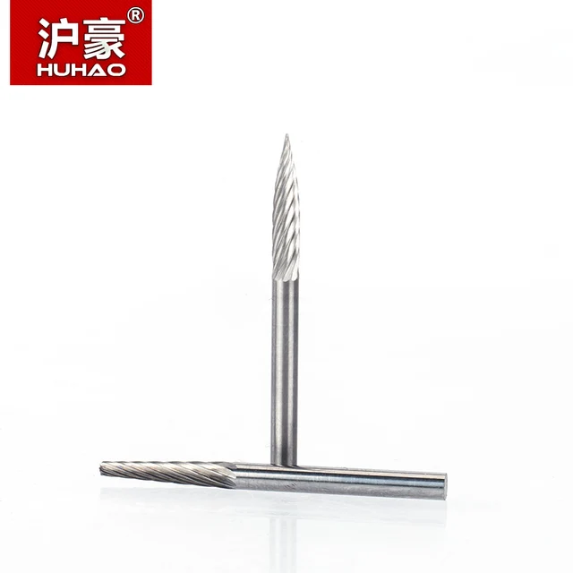 HUHAO 3mm Shank Tungsten Steel Cutter Metal Grinding Carving Rotary File Router Bit Head Grinding Abrasive Burrs Milling Cutter