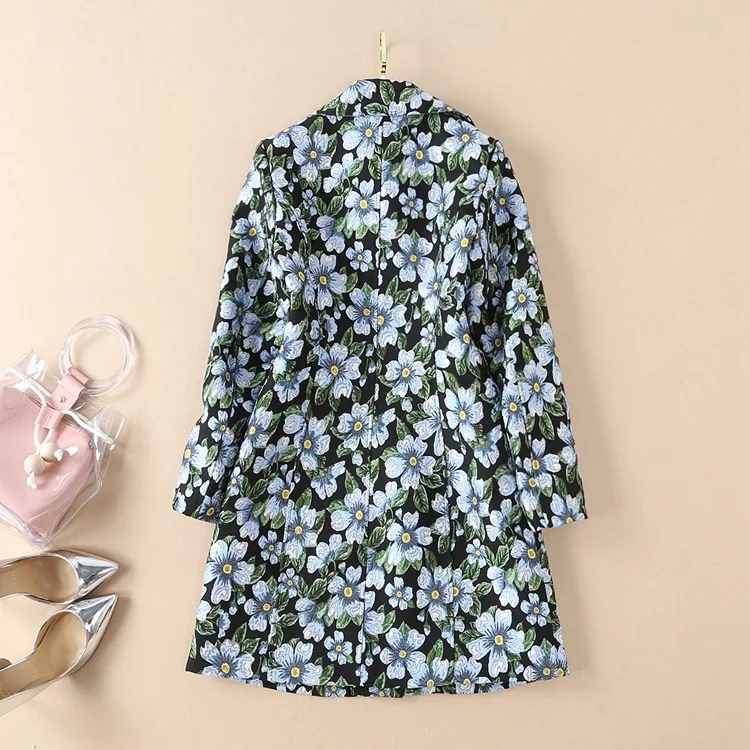 2018 Manteaux Automne Trench Coton Unique Impression Qualité À Femmes Hiver Long Poitrine Jacquard Vintage Manteau Haute Femme CqIt8