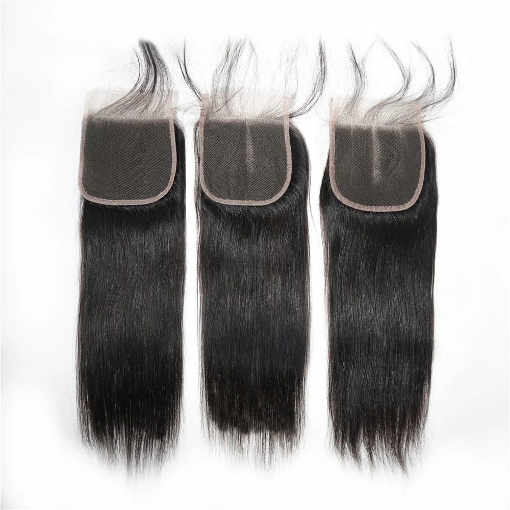 ALITOP волосы 4x4 бразильские закрытие прямые человеческие волосы бесплатно/средний/три части Кружева Фронтальная закрытие натуральный цвет