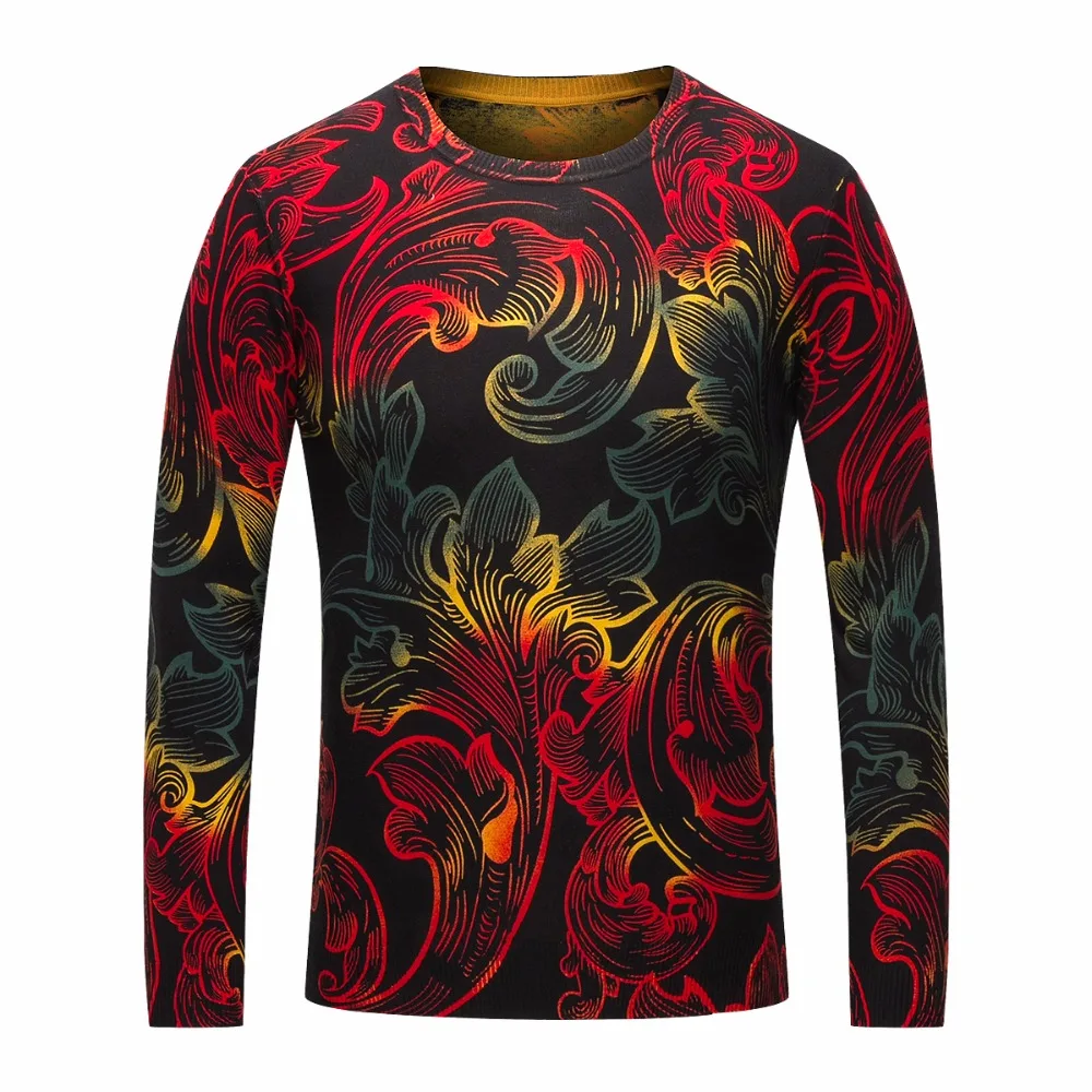 ECTIC 2017 New Pure wool font b Men b font Fashion printing font b Sweater b