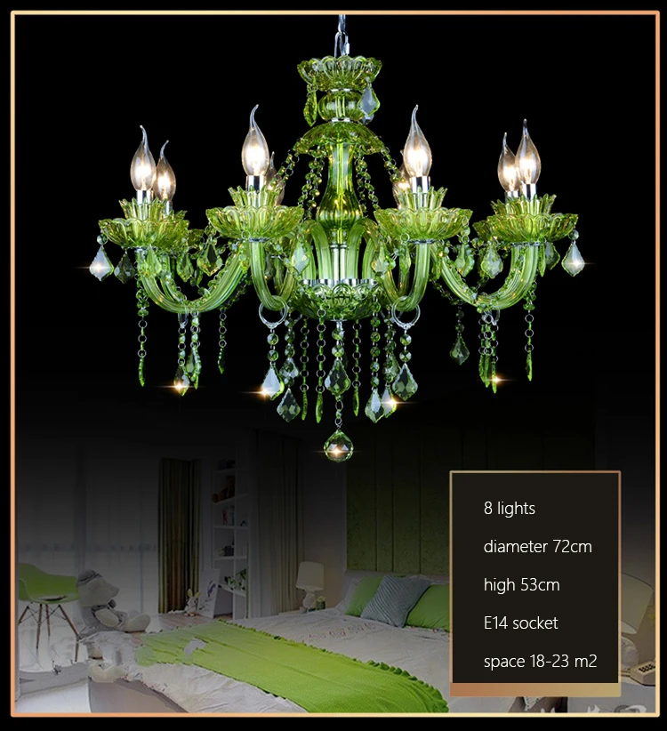 Высокое качество Зеленый K9 Хрустальная люстра блеск хрустальные люстры светильник Lustres De Cristal Люстра светодиодный вилла Зеленая лампа