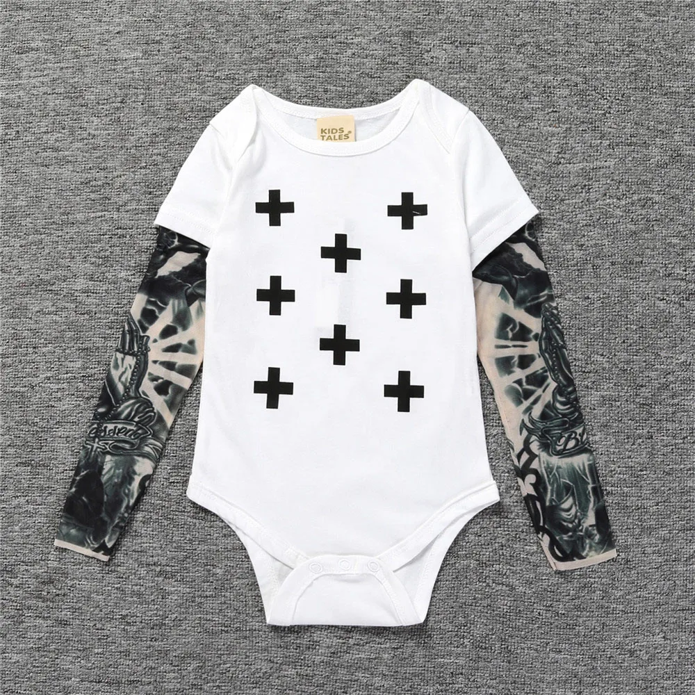 Baby Rompers Tattoo Sleeves Rock Baby Boy Romper Christmas Infant Girls Jumpsuit Long Sleeves Baby Print Clothes Cute Jumpsuit Baby Bodysuits are cool
