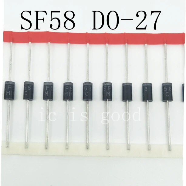 10PCS SF 58 5A 1000V super fast recovery diode SF58 direct plug in spot DO 27