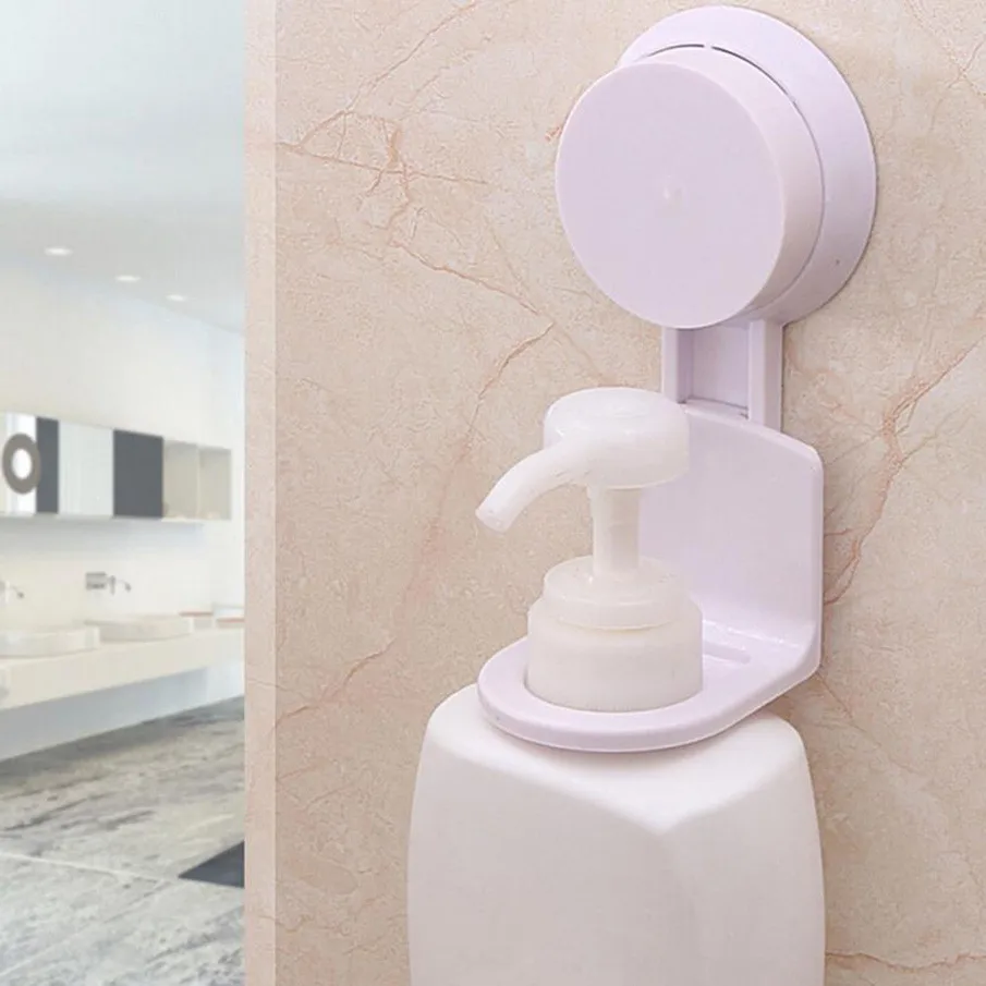 1pc Bathroom Seamless Sucker Hook Shampoo Bath Bottle Hanger Wall Mount Shelf Storage Rackin