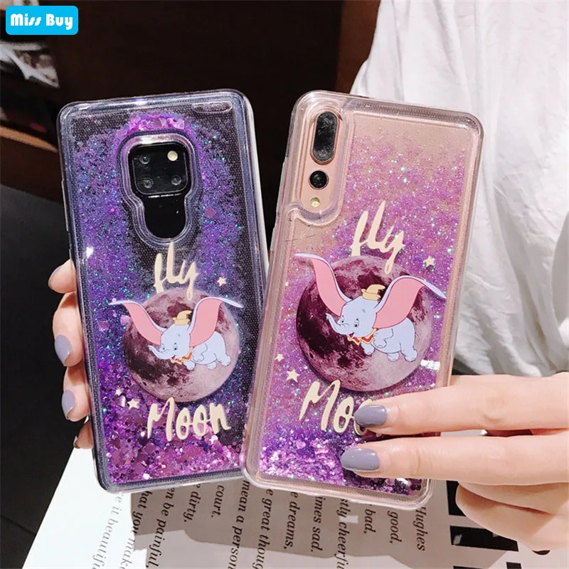Purple flying elephant Glitter Liquid Case For Huawei Honor View 10 20 6C Pro 8 9 Lite 5X 6X 7X 8X Max 8A 8C Note10 Play |