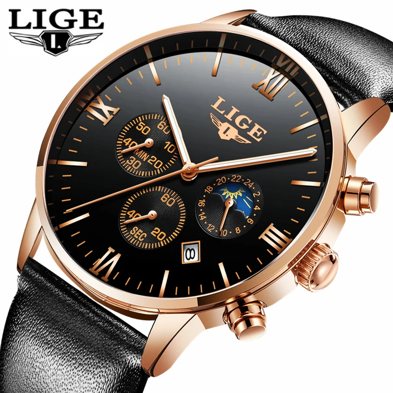 

LIGE New Fashion Watch Men Sport Quartz Leather Clock Mens Watches Top Brand Luxury Waterproof Business Watch Relogio Masculino