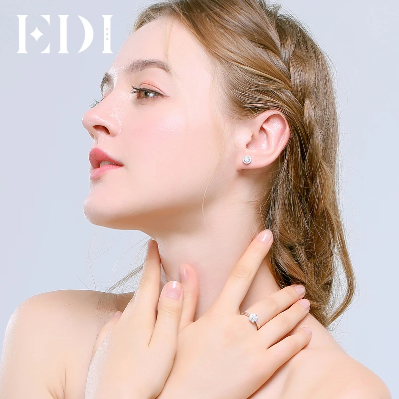EDI Classic 0.28ttw Round Cut Natural Diamond Soild 14k White Gold Wedding Earrings For Women Fine Jewelry