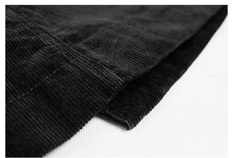 Autumn a-line skirt corduroy skirt in the long high waist slit skirt multi button pocket skirt (21)
