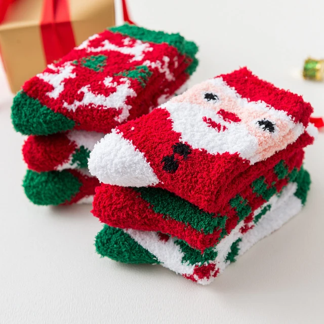Happy New Year Socks Christmas Santa Claus Moose Tree Pattern Winter Warm Style Socks Short Funny Cotton Women Men Unisex Socks