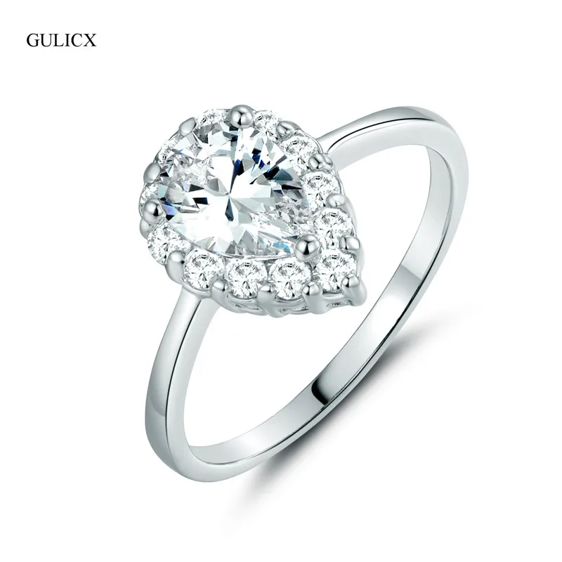 gulicx brand new fashion teardrop crystal ring for women white gold color water drop crystal cz zircon wedding jewelry r161 - Teardrop Wedding Ring gulicx brand new fashion teardrop crystal ring for women white gold color water drop crystal cz zircon wedding jewelry r161 - Teardrop Wedding Ring