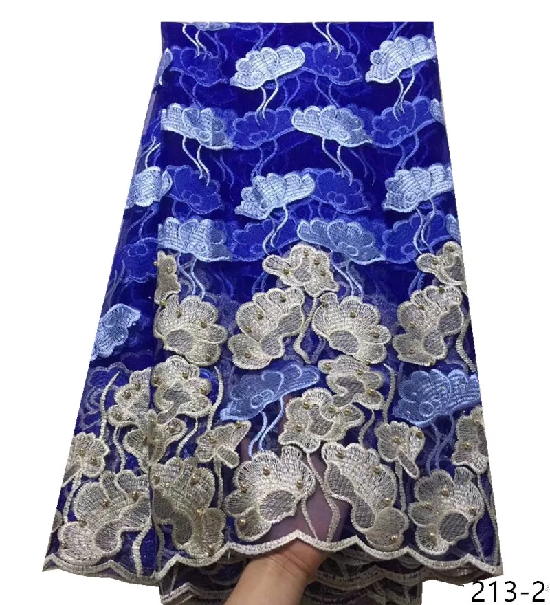 Африканская кружевная ткань вышитая кружевная ткань в нигерийском стиле Высококачественная французская Тюлевая кружевная ткань для синего женского платья 213