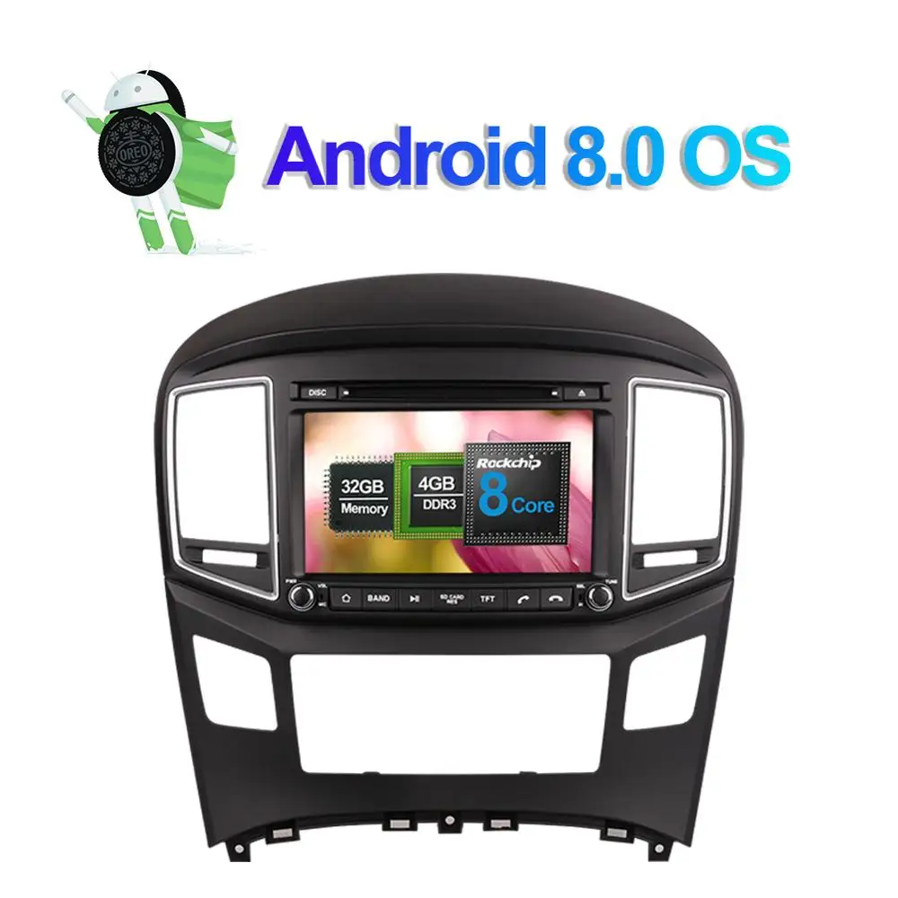 Top Android 8.0 Octa Core 4GB RAM Car DVD Multimedia Head Unit For Hyundai H1/Grand Starex 2016- Auto Radio Stereo Bluetooth WIFI 1