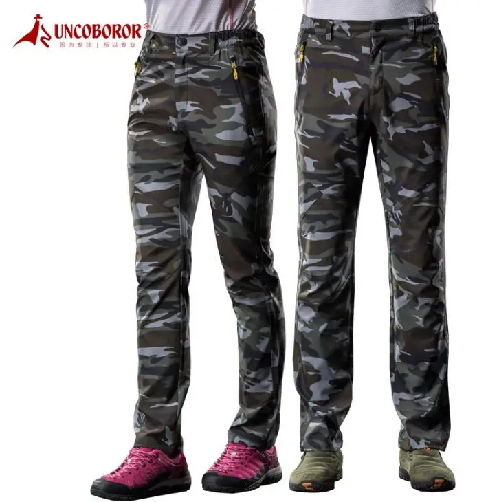 Invierno al aire libre impermeable senderismo elásticas hombres y mujeres camuflaje cáscaras suave escalada trekking camping fleece Pantalones