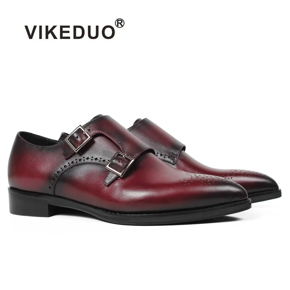 VIKEDUO Patina/женские модельные туфли ручной работы красные с острым носком и двойным