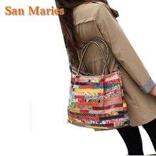 Сумки San maries женская сумка из воловьей кожи в стиле пэчворк модные роскошные дизайнерские сумки со змеиным узором Высококачественная женская сумка-мешок, сумка через плечо