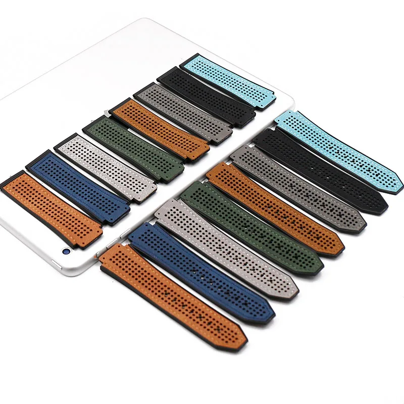 Rubber strap men's watch accessories for HUBLOT leather strap buckle waterproof breathable bracelet watch band 25mmx19mm Rubber strap men's watch accessories for HUBLOT leather strap buckle waterproof breathable bracelet watch band 25mmx19mm