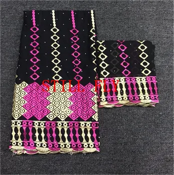 

STILL FLY black lace farbic with stones 100%cotton dubai fabrics swiss voile lace in switzerland for women 5+2yards/lot