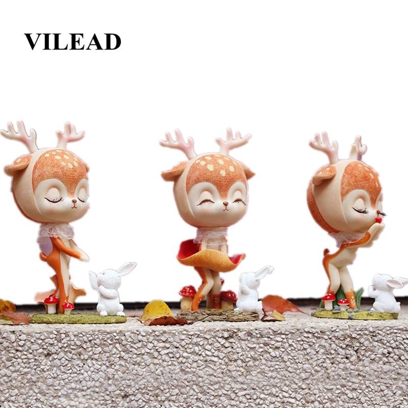 

VILEAD 22cm Resin Deer Figurines Nordic Home Crafts Creative Ornaments Creative Birthday Gift Home Decoration Accessories Gifts