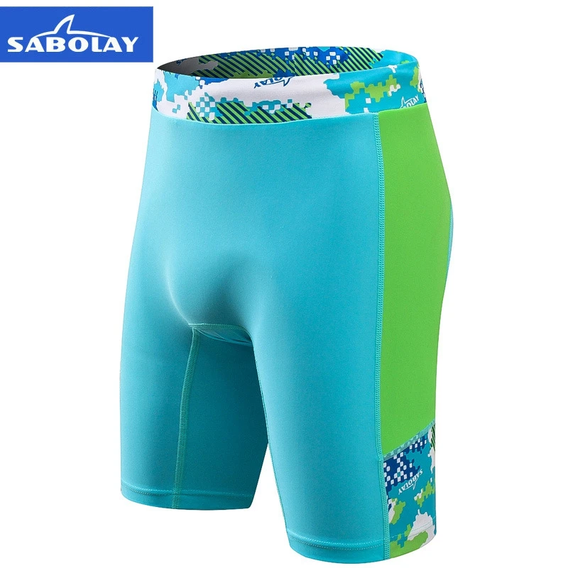 SABOLAY Men new swimming trunks diving pants Elastic UV bunch Sunscreen