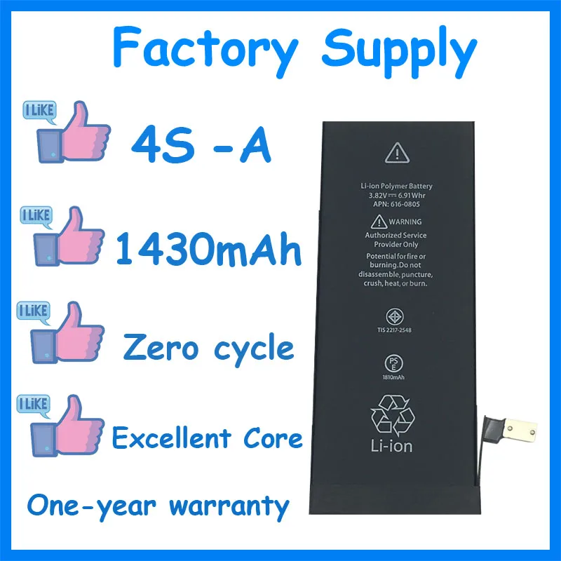 

DaDaxiong 10pcs/lot Factory Supply 1430mAh Battery for iPhone 4S 4GS Genuine zero cycle replacement repair parts 4S-A
