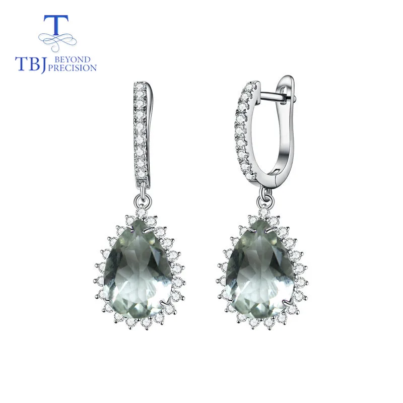 Skup TBJ, w nowym stylu naturalna zieleń ametyst kamień kropla wody 9*13mm 925 sterling silver piękne kolczyki dla kobiet i dziewczyna z szkatułce