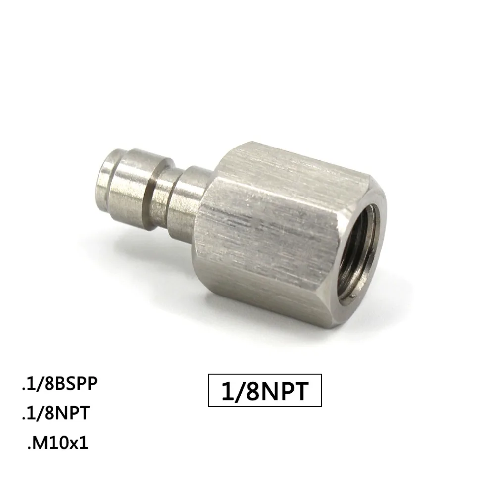 

PCP Airforce Paintball Quick Coupler Connector Fittings 1/8NPT M10x1 1/8BSPP 8MM Male Plug Socket Air Filling Stainless Steel
