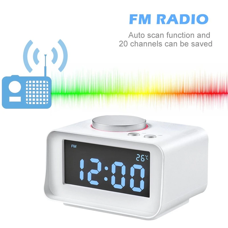 Мини динамик Будильник FM радио с двумя портами USB зарядное устройство внутренний