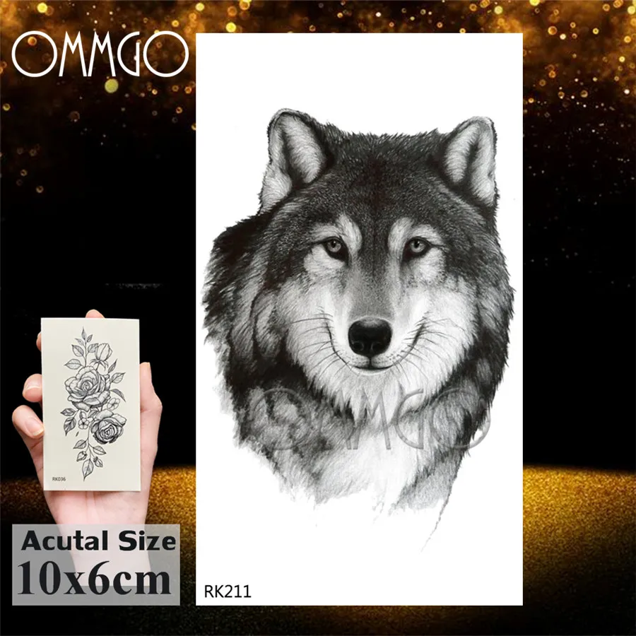Временная тату наклейка OMMGO Wolf King Galaxy Universe водонепроницаемые поддельные