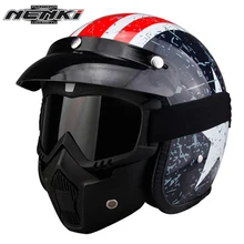 NENKI Motorcycle Helmet Open Face Helmets Vintage Style Motorbike Cruiser Touring Chopper Street Scooter Helmet Goggles Mask 610