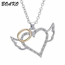 Embellished with Crystal Heart Necklace Angel Wing Choker Necklace Women Korean Style Rhinestone Statement Necklace Jewelry Gift sil black rhinestone angel wing necklace