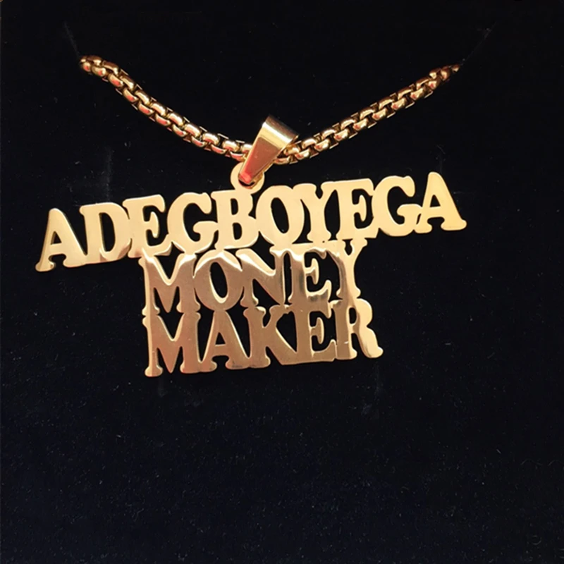 

Gold Color Bead Chain Custom Name Necklace Personalized Stainless Steel Chain Nameplate Pendant Necklace Best Gift For Boyfriend