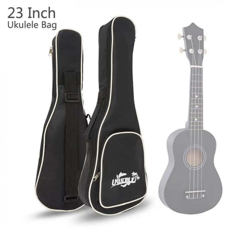 23 Inch Black Waterproof Portable Ukulele Bag Soft Case Gig Cotton Bag