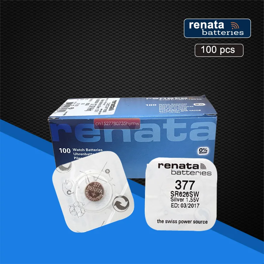 100 упаковок Renata 377 100% оригинальный новый долговечные SR626SW SR626 V377 часы кнопка