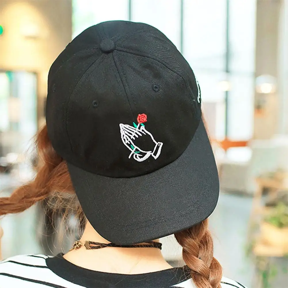 Bordado sombrero manos con flor Rosa gorra de béisbol visera Primavera Verano Unisex sombrero para las mujeres hombres gorras para hombre beisbol